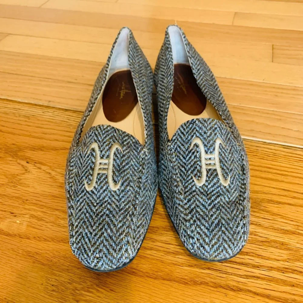 Cole Haan Collection Womens Tweed Loafer Size 9 Blue Brown Made in Italy - Picture 2 of 15